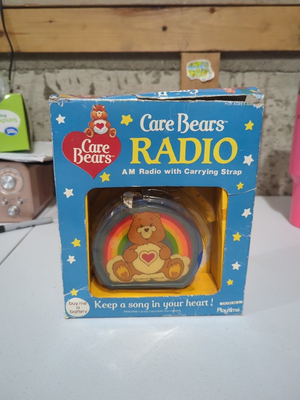 Vtg 1983 Care Bears Radio AM Radio With Carrying Strap Works Original No Working